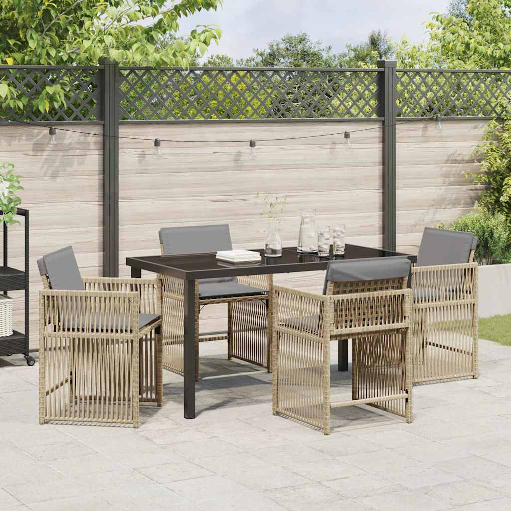 Garten Essgruppe 5 pcs Beige Poly-Rattan