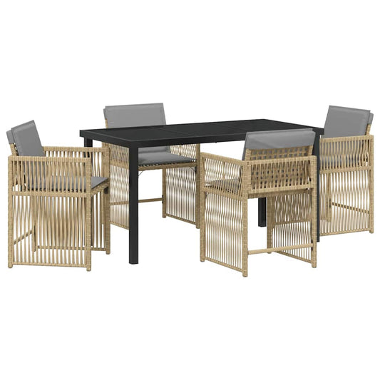 Garten Essgruppe 5 pcs Beige Poly-Rattan