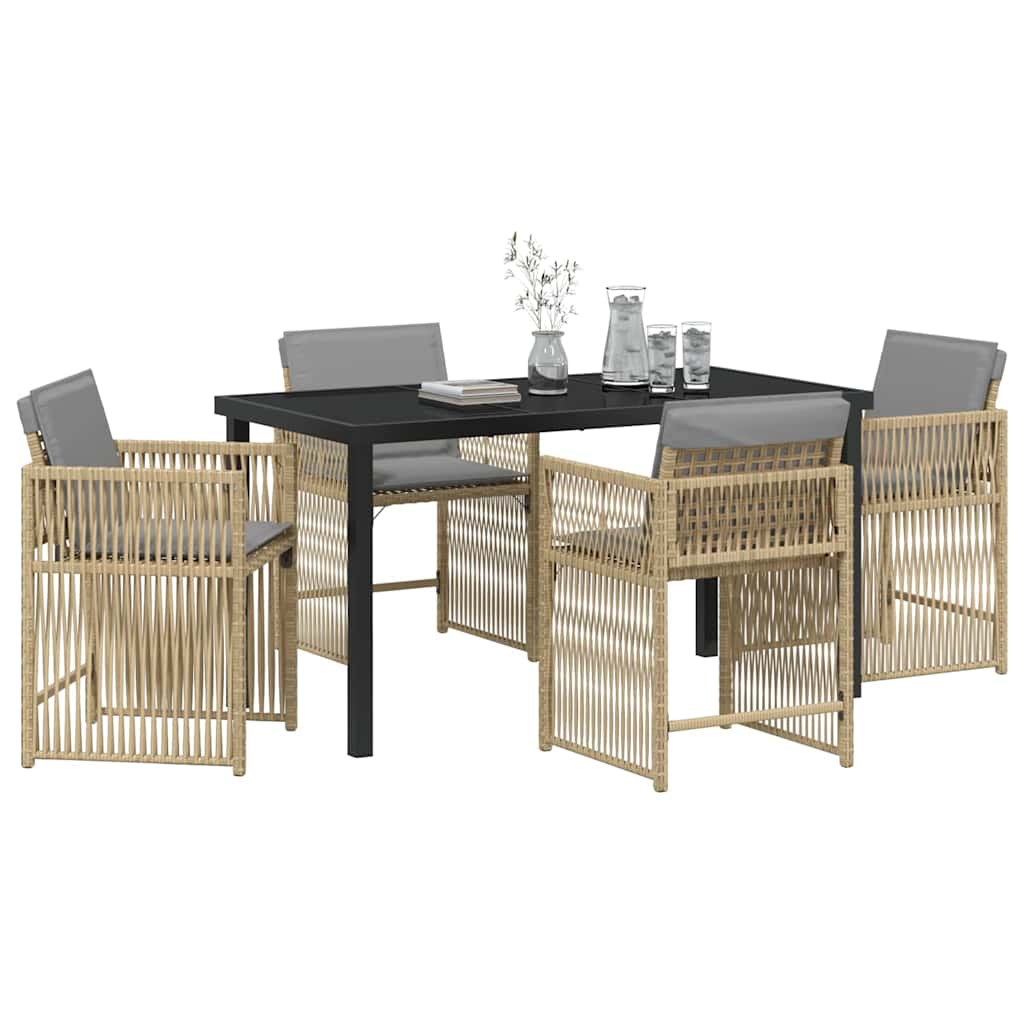 Garten Essgruppe 5 pcs Beige Poly-Rattan