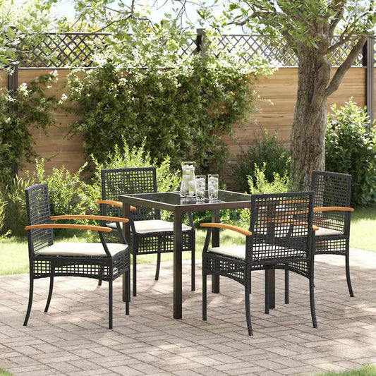 Garten Essgruppe 5 pcs Schwarz Poly-Rattan