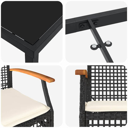 Garten Essgruppe 5 pcs Schwarz Poly-Rattan