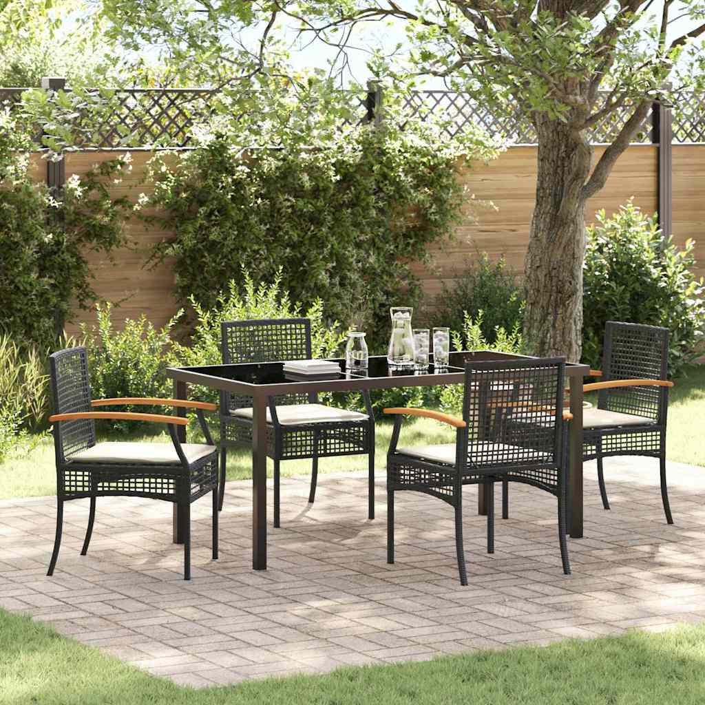 Garten Essgruppe 5 pcs Schwarz Poly-Rattan