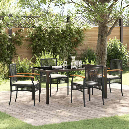 Garten Essgruppe 5 pcs Schwarz Poly-Rattan