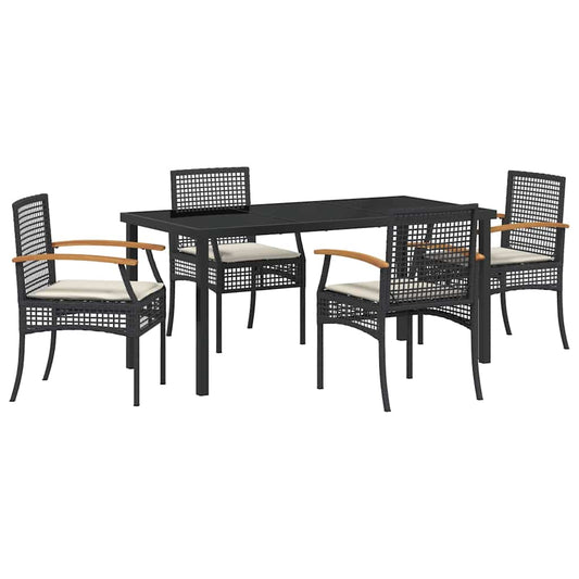Garten Essgruppe 5 pcs Schwarz Poly-Rattan