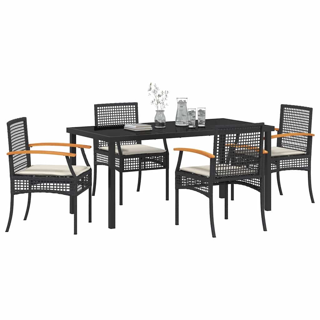 Garten Essgruppe 5 pcs Schwarz Poly-Rattan