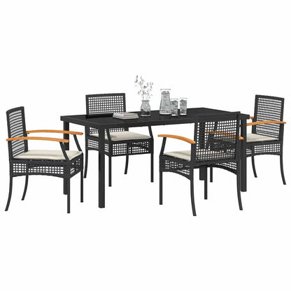 Garten Essgruppe 5 pcs Schwarz Poly-Rattan