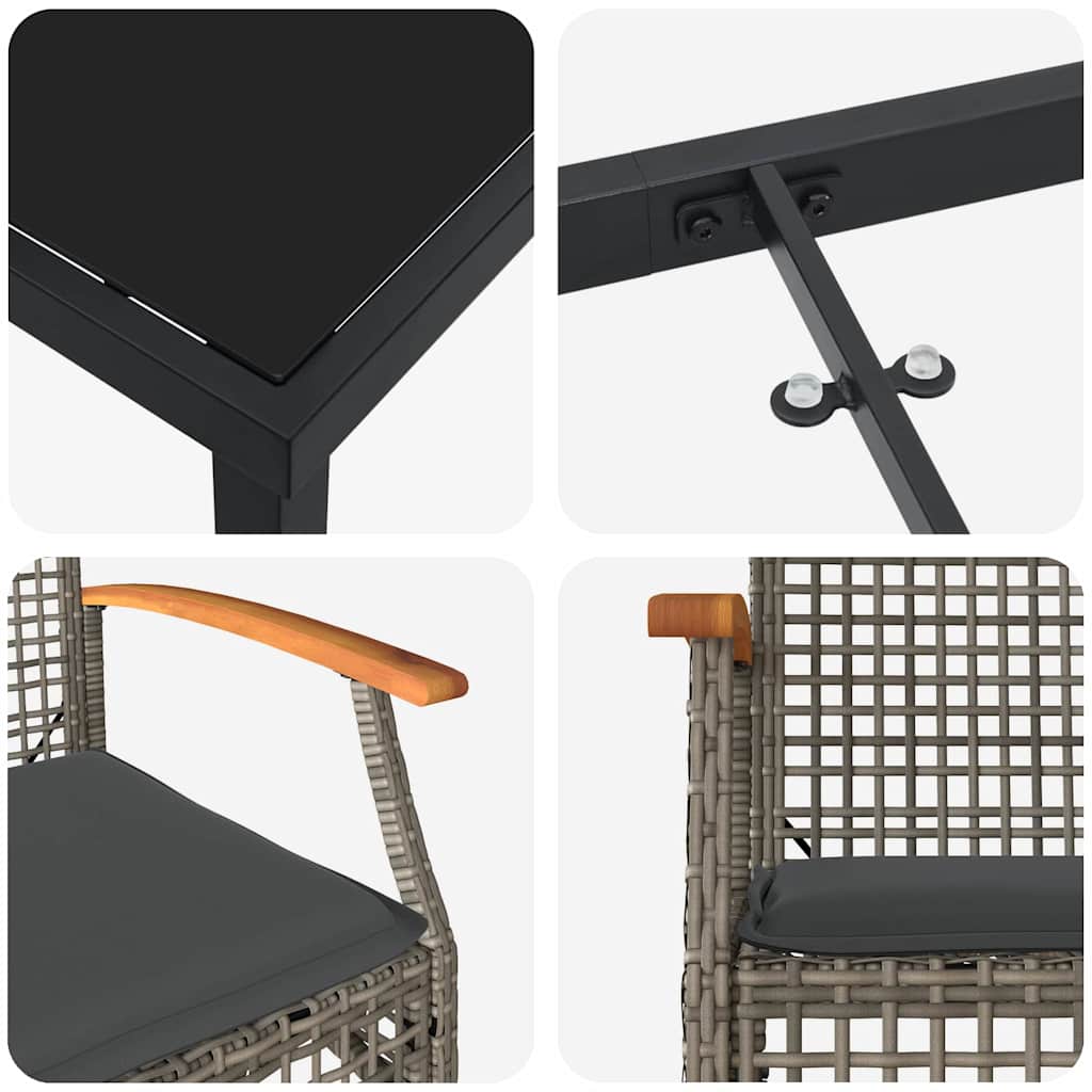 Garten Essgruppe 5 pcs Grau Poly-Rattan