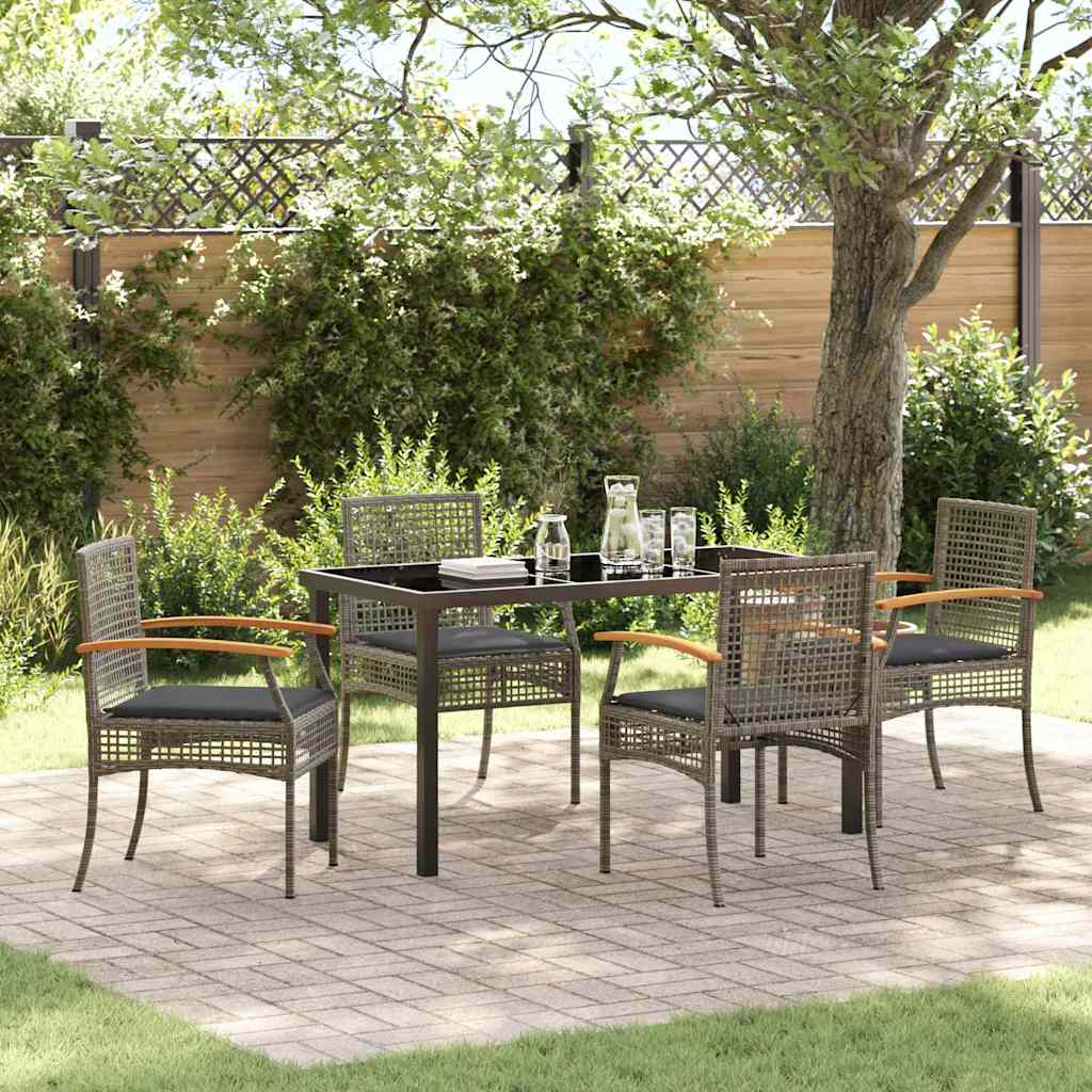 Garten Essgruppe 5 pcs Grau Poly-Rattan