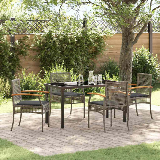 Garten Essgruppe 5 pcs Grau Poly-Rattan
