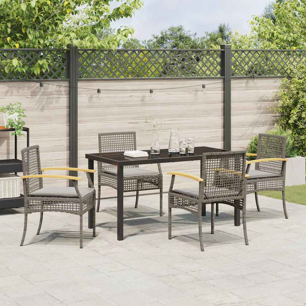 Garten Essgruppe 5 pcs Grau Poly-Rattan