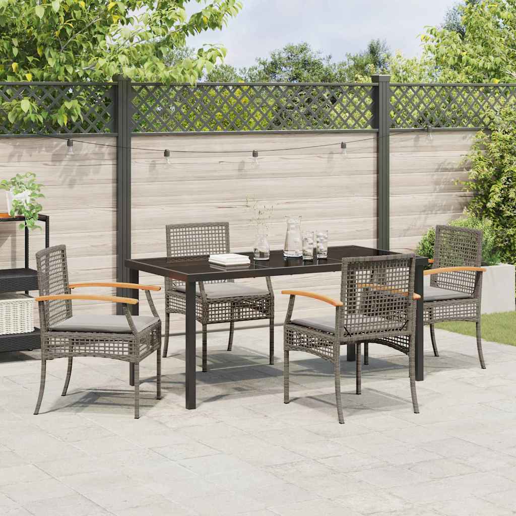 Garten Essgruppe 5 pcs Grau Poly-Rattan