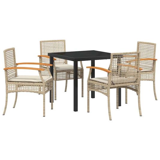 Garten Essgruppe 5 pcs Beige Poly-Rattan