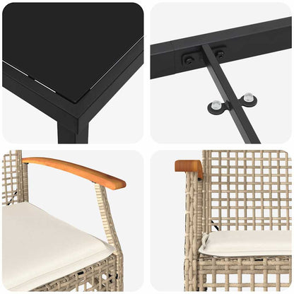 Garten Essgruppe 5 pcs Beige Poly-Rattan