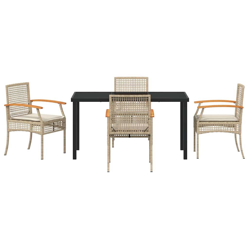 Garten Essgruppe 5 pcs Beige Poly-Rattan