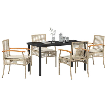 Garten Essgruppe 5 pcs Beige Poly-Rattan