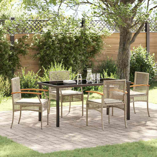 Garten Essgruppe 5 pcs Beige Poly-Rattan