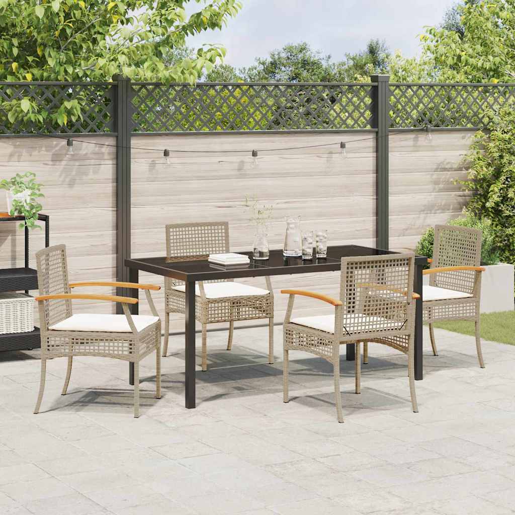 Garten Essgruppe 5 pcs Beige Poly-Rattan