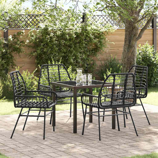 Garten Essgruppe 5 pcs Schwarz Poly-Rattan