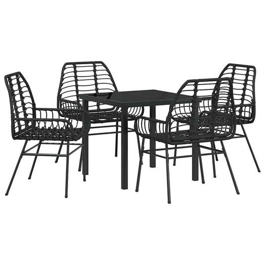 Garten Essgruppe 5 pcs Schwarz Poly-Rattan