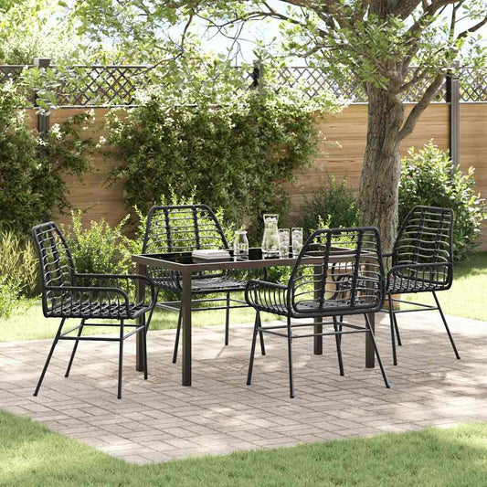 Garten Essgruppe 5 pcs Schwarz Poly-Rattan