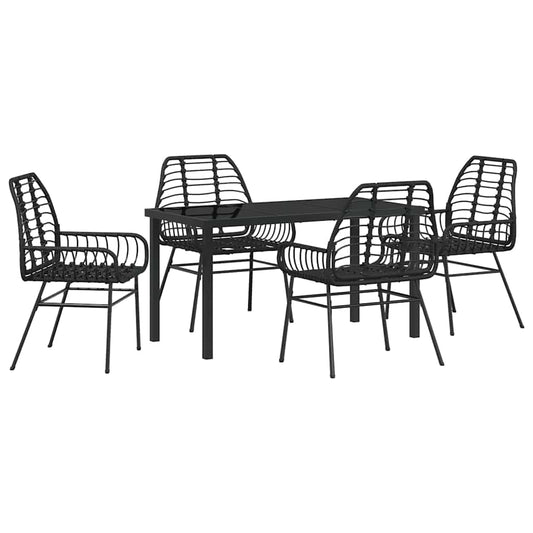 Garten Essgruppe 5 pcs Schwarz Poly-Rattan