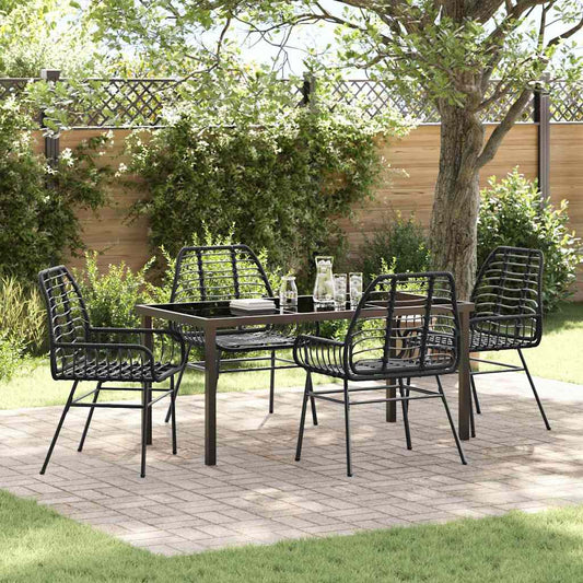 Garten Essgruppe 5 pcs Schwarz Poly-Rattan