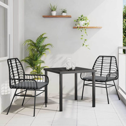 Garten Essgruppe 3 pcs Schwarz Poly-Rattan