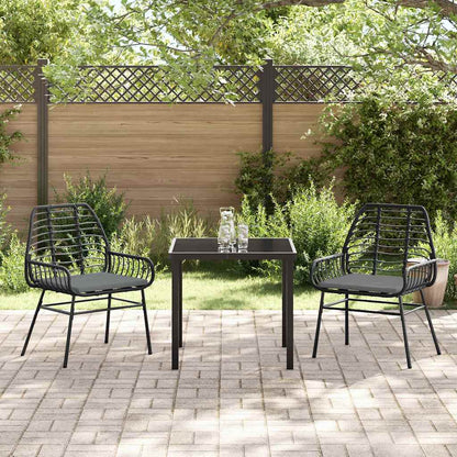 Garten Essgruppe 3 pcs Schwarz Poly-Rattan