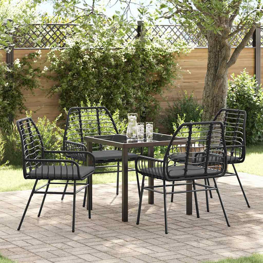 Garten Essgruppe 5 pcs Schwarz Poly-Rattan