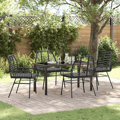 Garten Essgruppe 5 pcs Schwarz Poly-Rattan