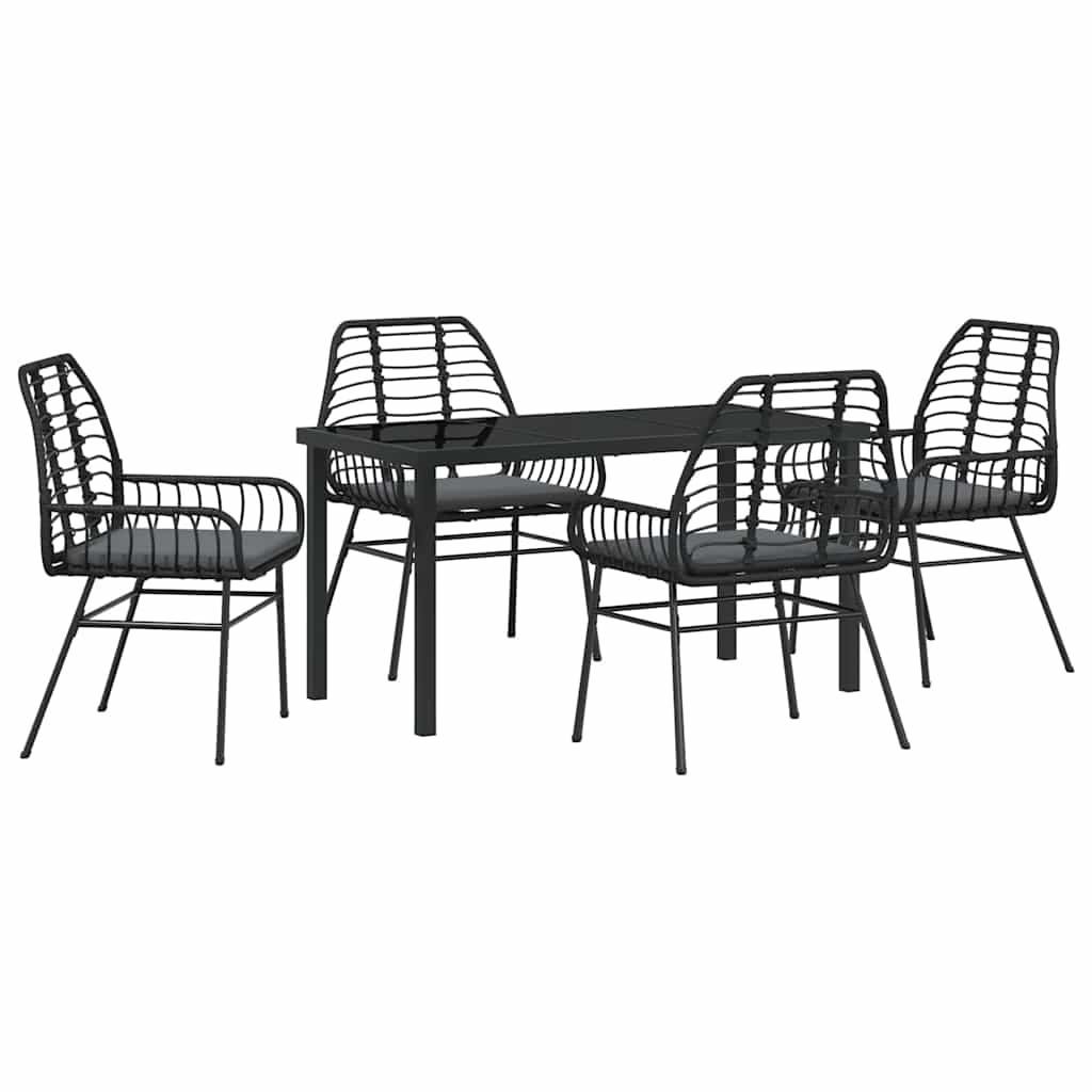 Garten Essgruppe 5 pcs Schwarz Poly-Rattan