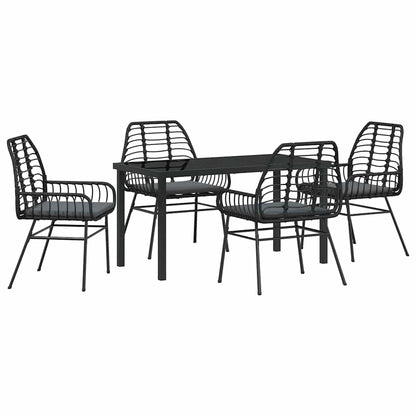 Garten Essgruppe 5 pcs Schwarz Poly-Rattan