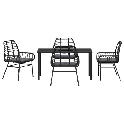 Garten Essgruppe 5 pcs Schwarz Poly-Rattan