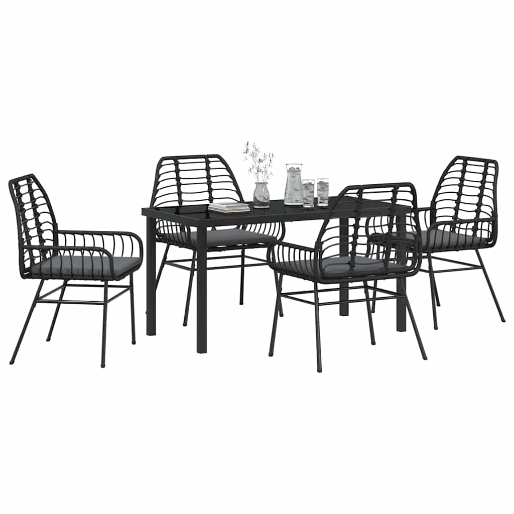Garten Essgruppe 5 pcs Schwarz Poly-Rattan