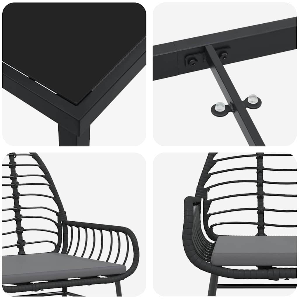 Garten Essgruppe 5 pcs Schwarz Poly-Rattan