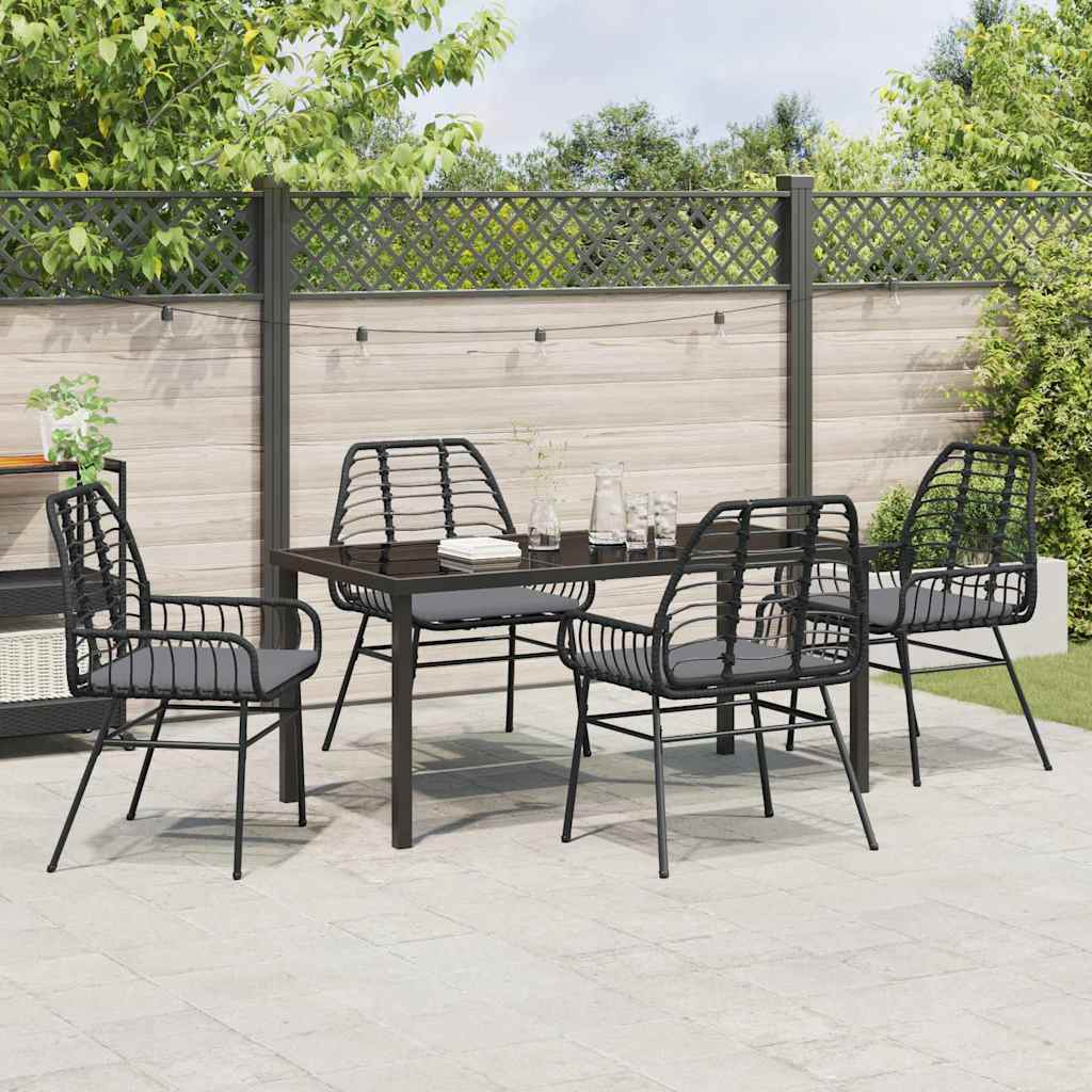 Garten Essgruppe 5 pcs Schwarz Poly-Rattan