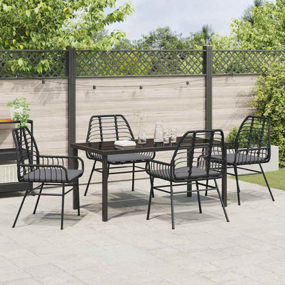 Garten Essgruppe 5 pcs Schwarz Poly-Rattan
