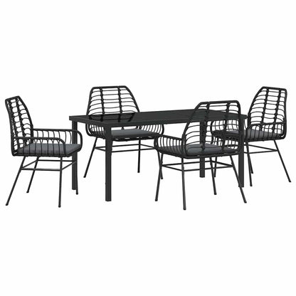 Garten Essgruppe 5 pcs Schwarz Poly-Rattan