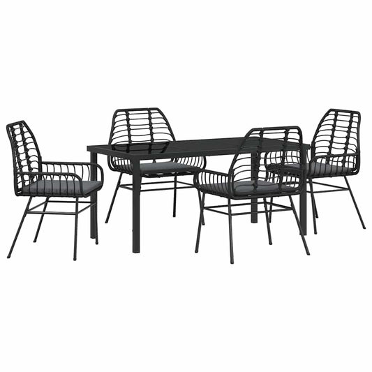 Garten Essgruppe 5 pcs Schwarz Poly-Rattan
