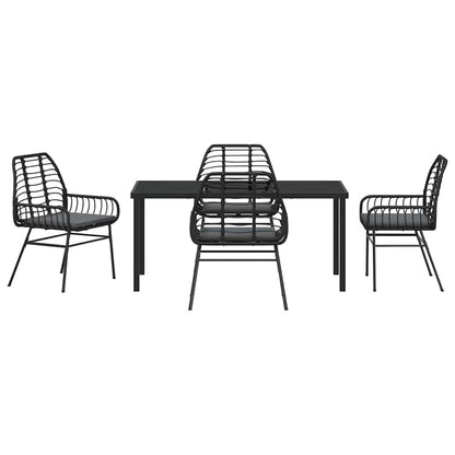 Garten Essgruppe 5 pcs Schwarz Poly-Rattan