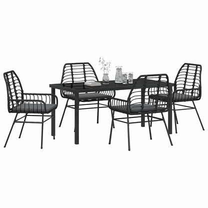 Garten Essgruppe 5 pcs Schwarz Poly-Rattan