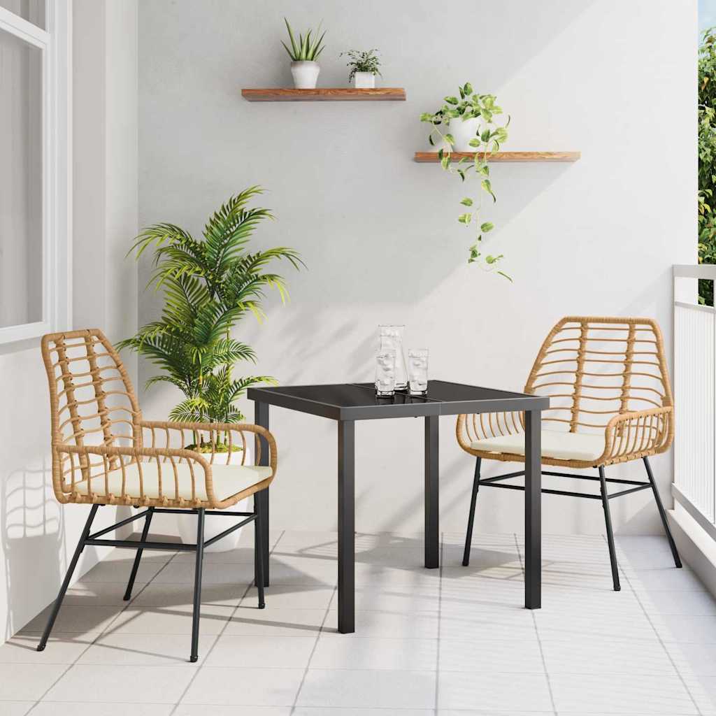 Garten Essgruppe 3 pcs Braun Poly-Rattan