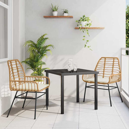 Garten Essgruppe 3 pcs Braun Poly-Rattan