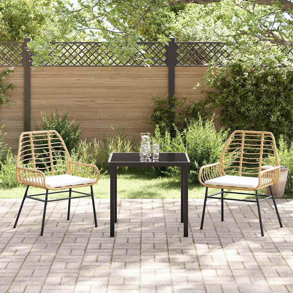 Garten Essgruppe 3 pcs Braun Poly-Rattan