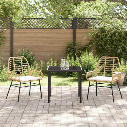 Garten Essgruppe 3 pcs Braun Poly-Rattan