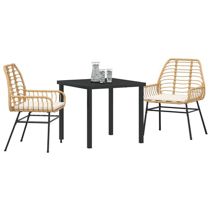 Garten Essgruppe 3 pcs Braun Poly-Rattan