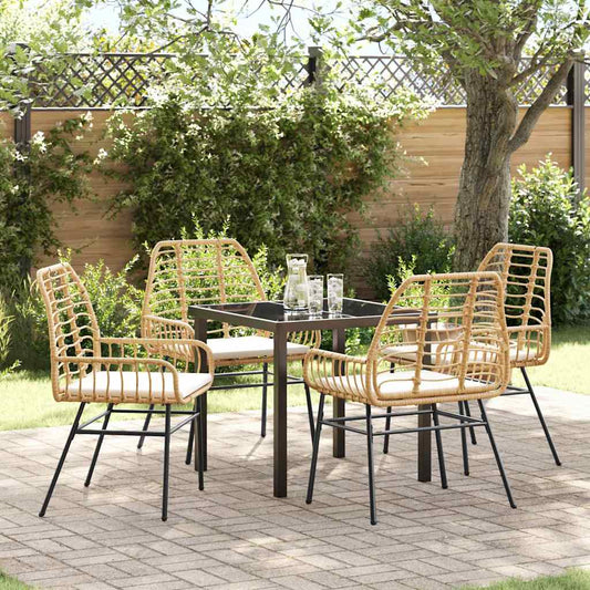 Garten Essgruppe 5 pcs Braun Poly-Rattan