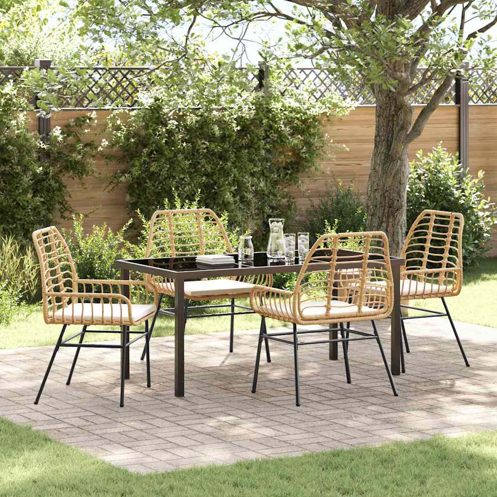 Garten Essgruppe 5 pcs Braun Poly-Rattan
