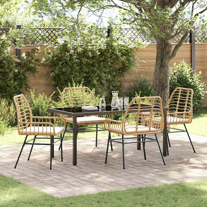Garten Essgruppe 5 pcs Braun Poly-Rattan