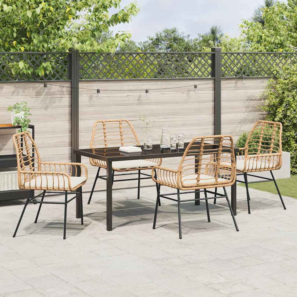 Garten Essgruppe 5 pcs Braun Poly-Rattan